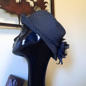 FAIR WEATHER Black Rose & Ribbon Hat